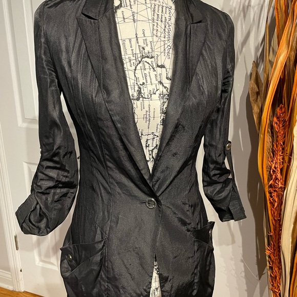 Visit in New York Vintage Y2k Rollup 3/4 sleeve 1button Fit Flare Rave Oversized - Picture 2 of 9